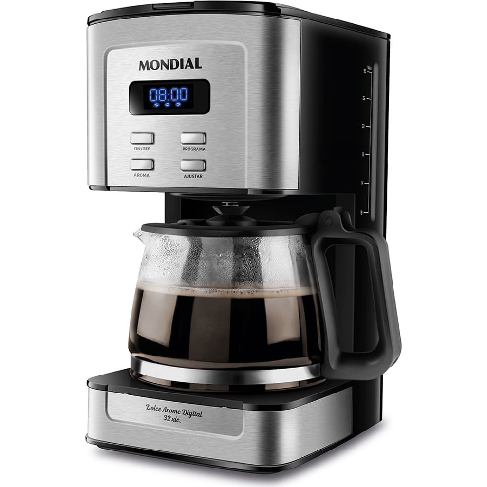 Cafeteira elétrica programável Mondial Dolce Arome Digital C-44-32X-SDI em aço escovado