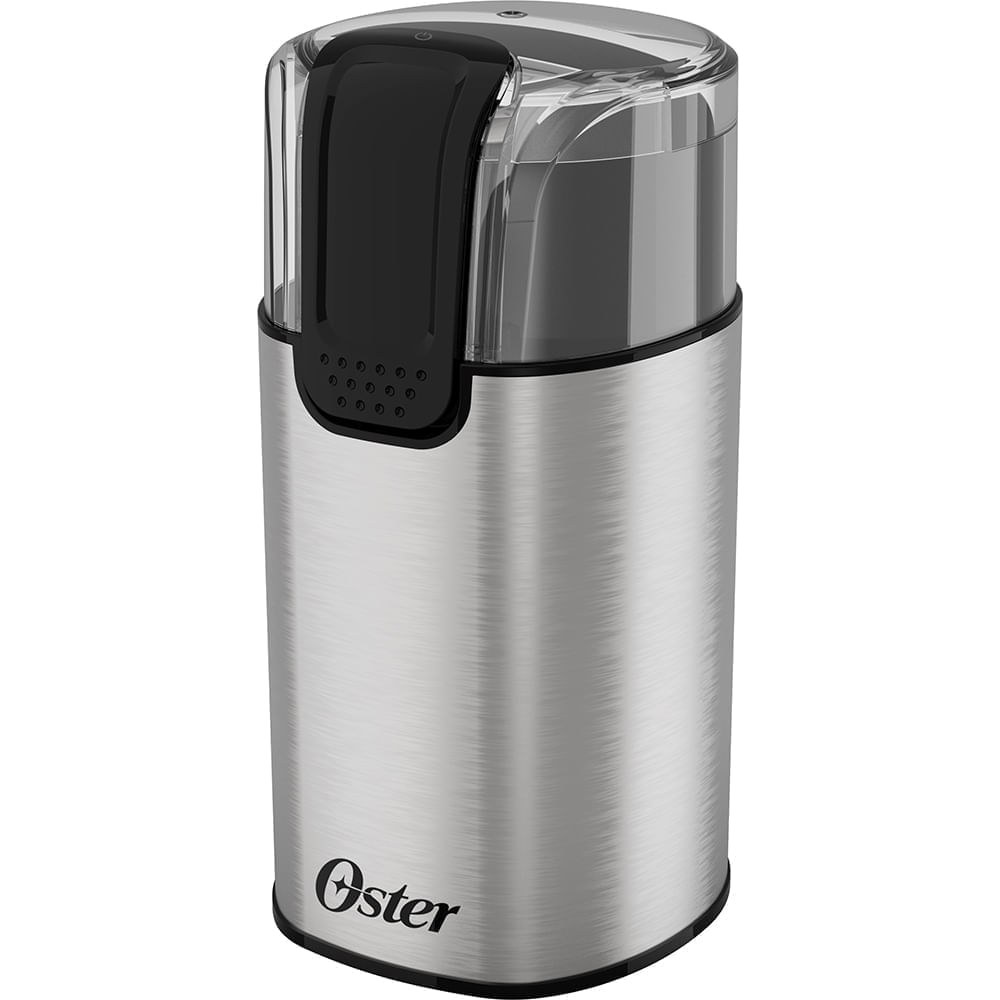 Moedor de café elétrico Oster OMDR110 em aço inox escovado com tampa transparente