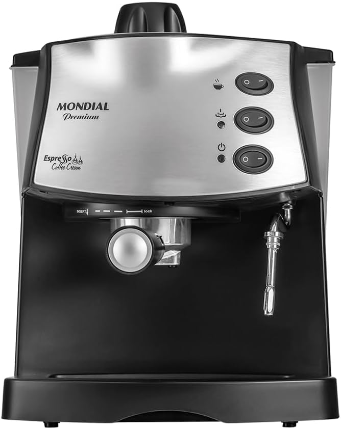 Máquina de Café Espresso Mondial Coffee Cream C-08 preta e inox com bico de vapor