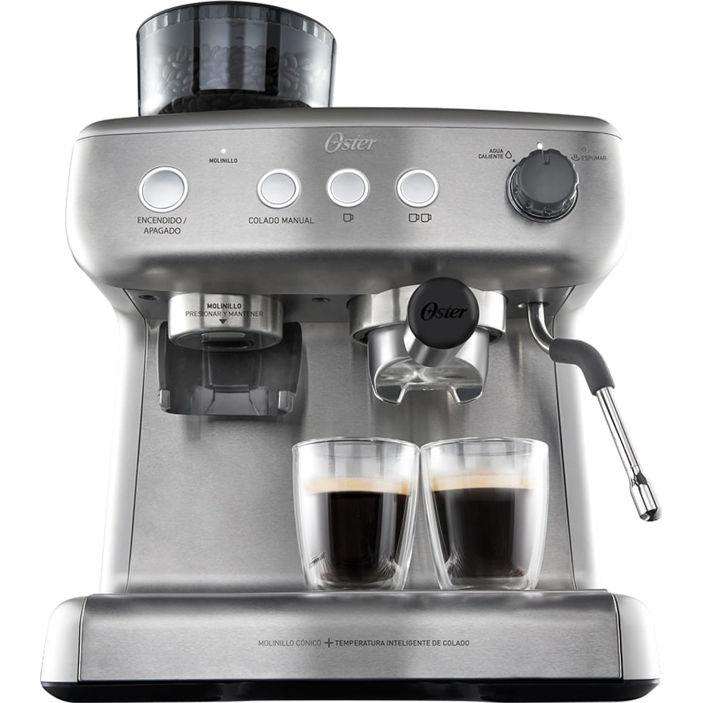 Cafeteira espresso Oster Xpert Perfect Brew em inox com moedor integrado