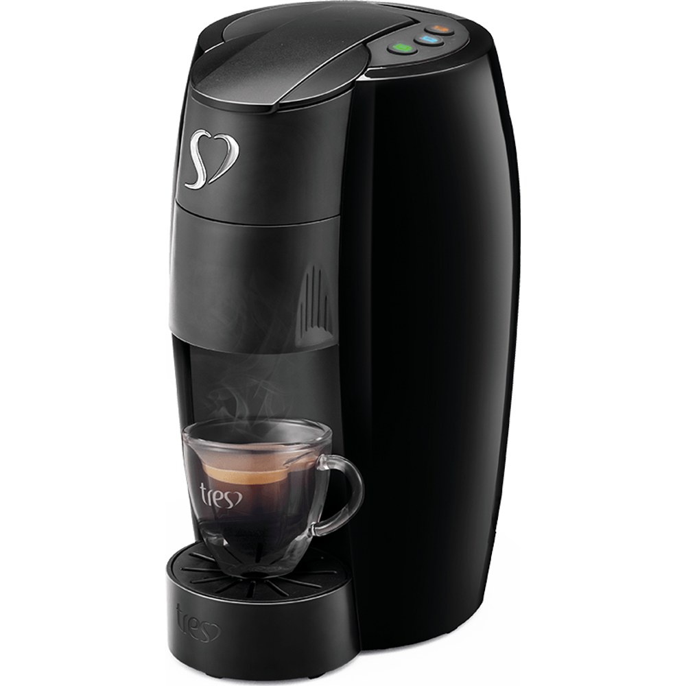 Cafeteira de cápsula TRES 3 Corações LOV preta
