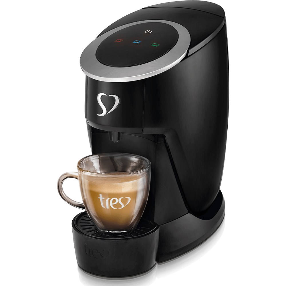 Cafeteira de cápsula TRES 3 Corações Touch preta com painel sensível ao toque